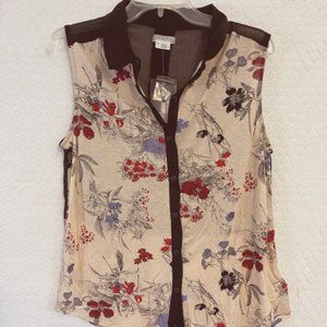 NWT Urban Outfitters Cooperative Button Down Sleeveless Blouse Sheer Back